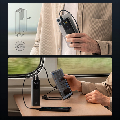 Ekstern Batteri Cuktech, 10000mAh, 150W, QC + PD, 1 x USB-A - 1 x USB-C, Svart CKPB100PGLBL