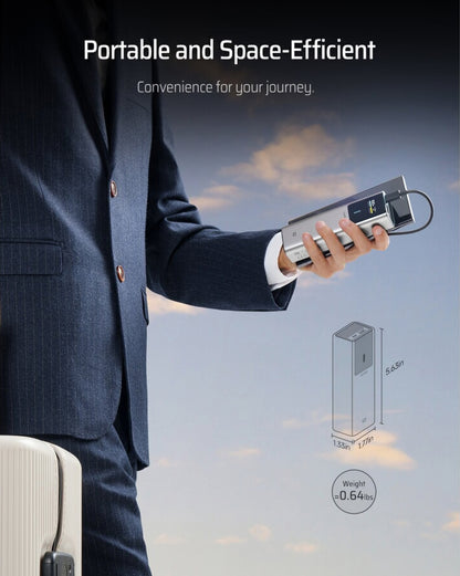 Ekstern Batteri Cuktech, 10000mAh, 150W, QC + PD, 1 x USB-A - 1 x USB-C, Grå CKPB100PGLBK