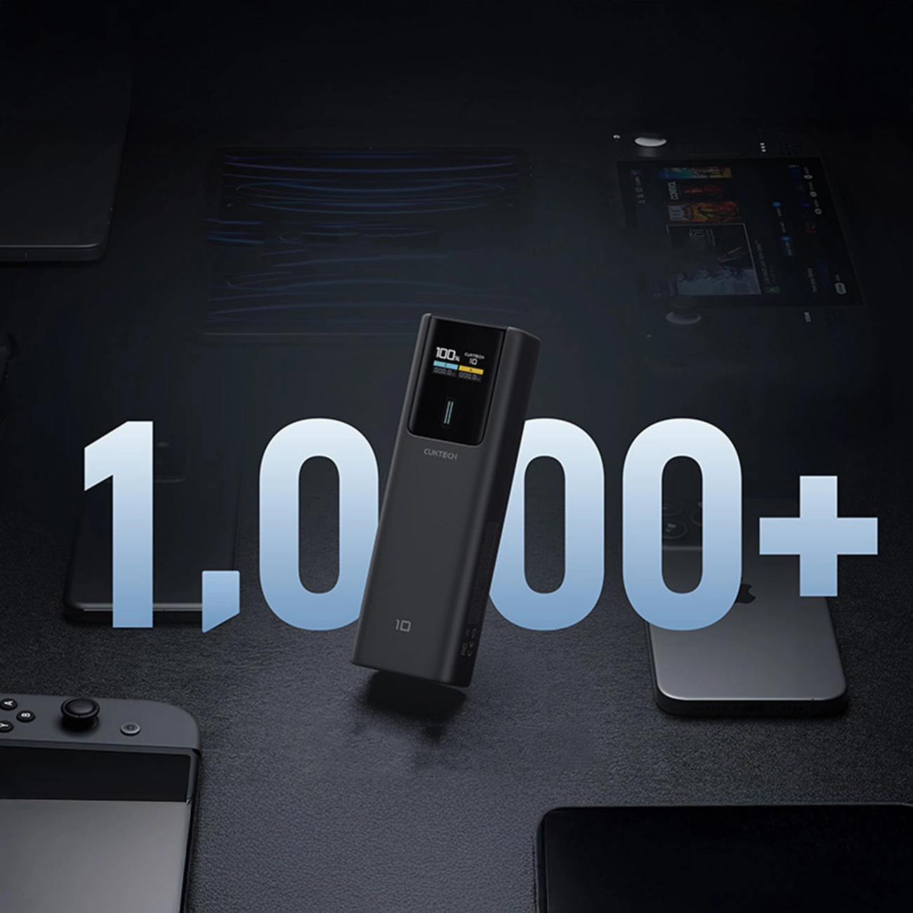 Ekstern Batteri Cuktech, 10000mAh, 150W, QC + PD, 1 x USB-A - 1 x USB-C, Svart CKPB100PGLBL