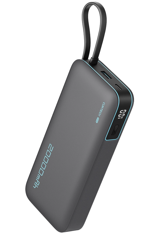 Ekstern batteri Cuktech, 20000mAh, 55W, QC + PD, 1 x USB-A - 2 x USB-C, Grå CUKP200NGLDG