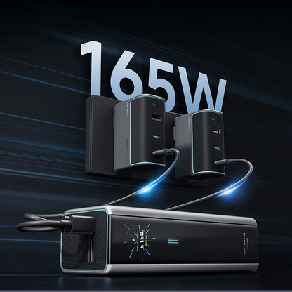 Ekstern Batteri Cuktech, 20000mAh, 210W, QC + PD, 1 x USB-A - 2 x USB-C, Grå CKPB200UGLGR