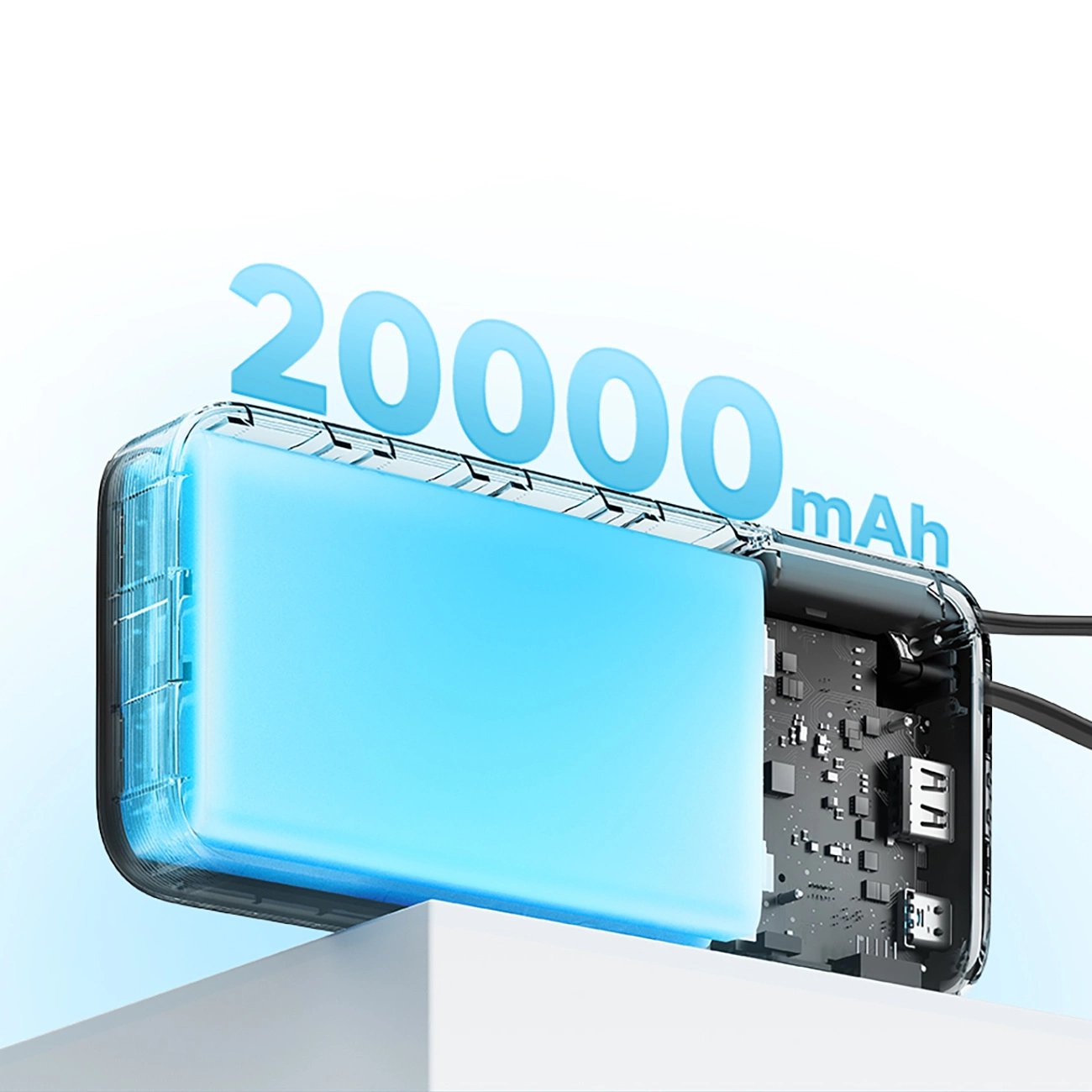 Ekstern batteri Cuktech, 20000mAh, 55W, QC + PD, 1 x USB-A - 2 x USB-C, Grå CUKP200NGLDG