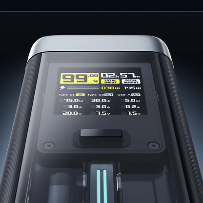 Ekstern Batteri Cuktech, 25000mAh, 210W, QC + PD, 1 x USB-A - 2 x USB-C, Svart CUK00P23GLBK