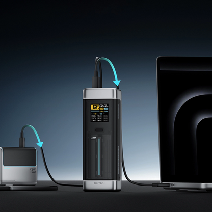 Ekstern Batteri Cuktech, 25000mAh, 210W, QC + PD, 1 x USB-A - 2 x USB-C, Svart CUK00P23GLBK