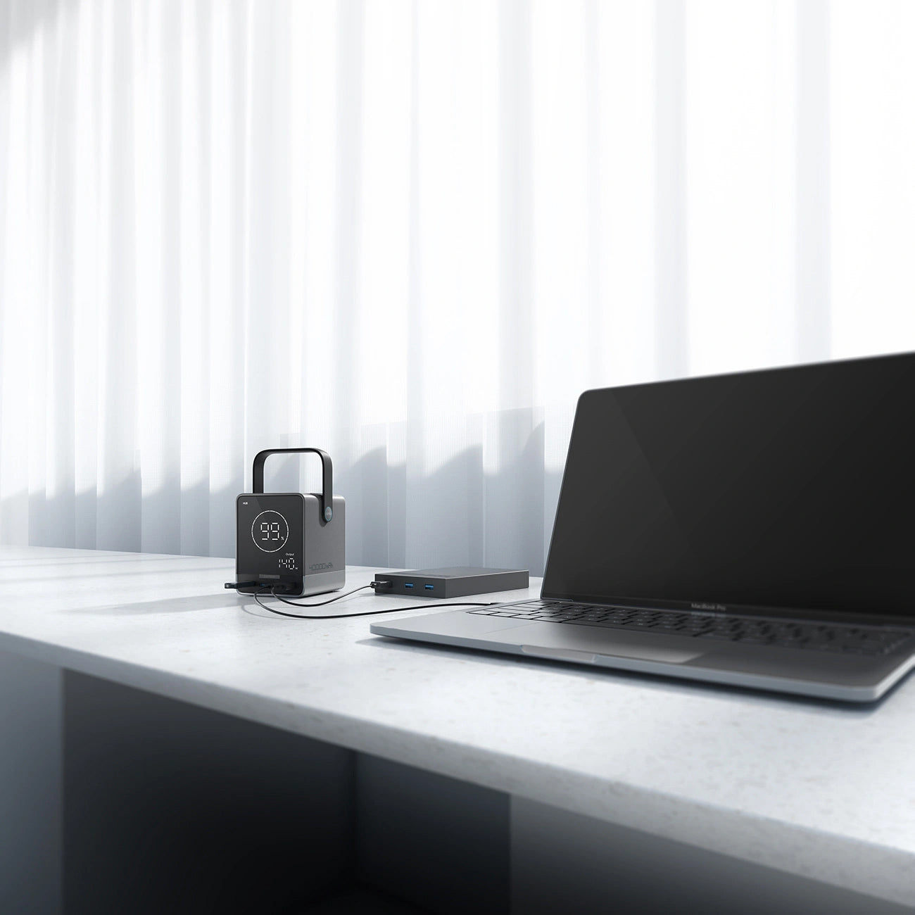 Cuktech Ekstern Batteri, 40000mAh, 300W, QC + PD + FQI, 1 x QI - 2 x USB-A - 2 x USB-C, Svart