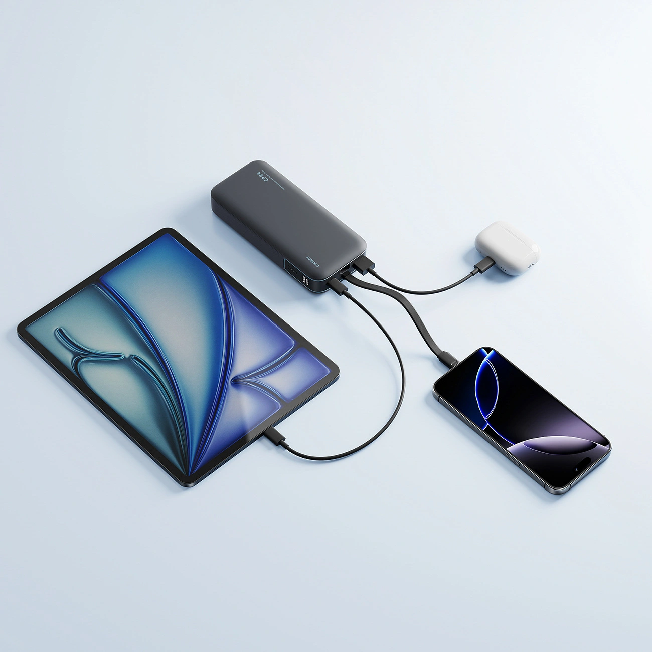 Ekstern batteri Cuktech LPB200N, 20000mAh, 40W, QC + PD, 1 x USB-A - 2 x USB-C, Svart