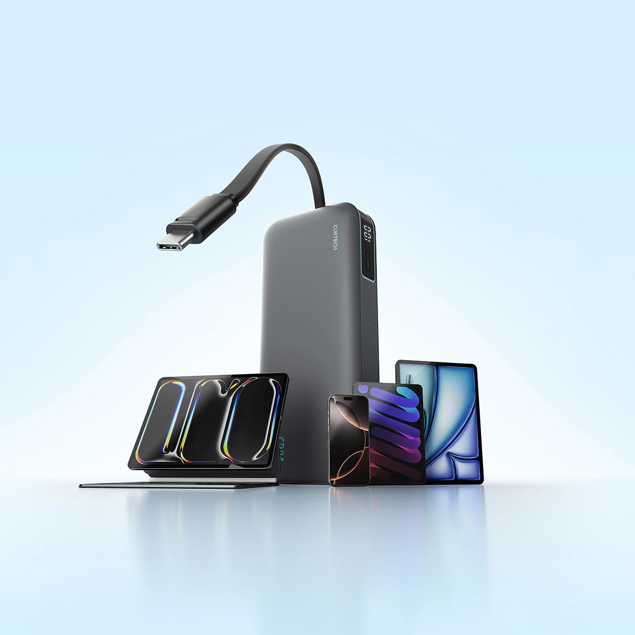 Ekstern batteri Cuktech LPB200N, 20000mAh, 40W, QC + PD, 1 x USB-A - 2 x USB-C, Svart