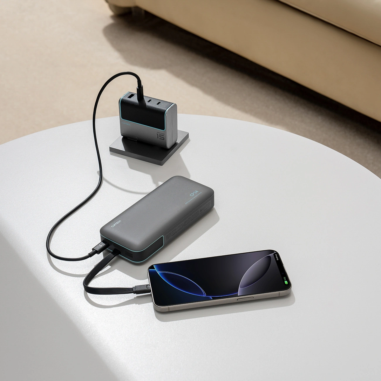Ekstern batteri Cuktech LPB200N, 20000mAh, 40W, QC + PD, 1 x USB-A - 2 x USB-C, Svart