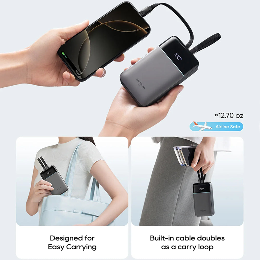 Ekstern batteri Cuktech LPB200NL, 20000mAh, 40W, QC + PD, 1 x Lightning - 1 x USB-A - 2 x USB-C, Grå CKB200NLGLGY