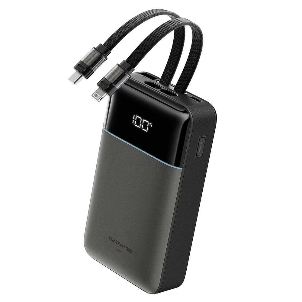 Ekstern batteri Cuktech LPB200NL, 20000mAh, 40W, QC + PD, 1 x Lightning - 1 x USB-A - 2 x USB-C, Grå CKB200NLGLGY