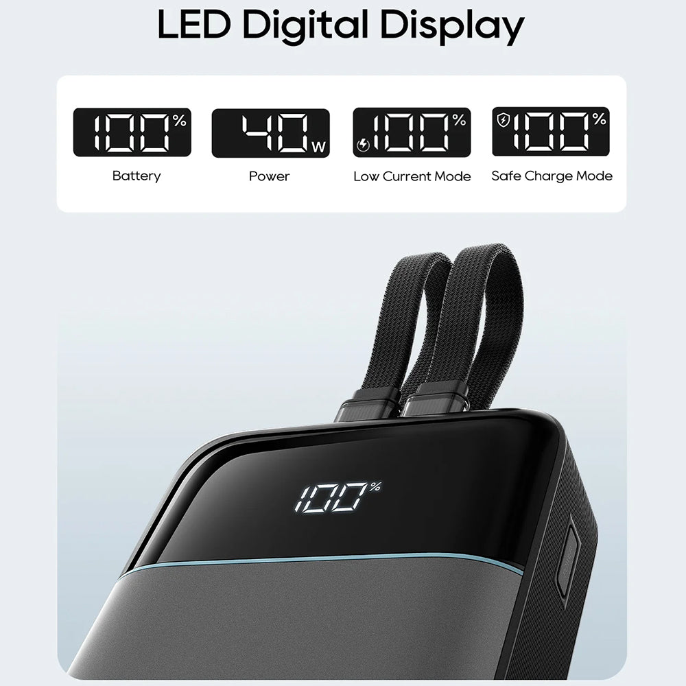 Ekstern batteri Cuktech LPB200NL, 20000mAh, 40W, QC + PD, 1 x Lightning - 1 x USB-A - 2 x USB-C, Grå CKB200NLGLGY