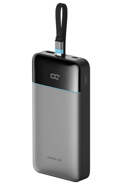 Ekstern batteri Cuktech LPB252N, 25000mAh, 120W, QC + PD, 1 x USB-A - 2 x USB-C, Grå