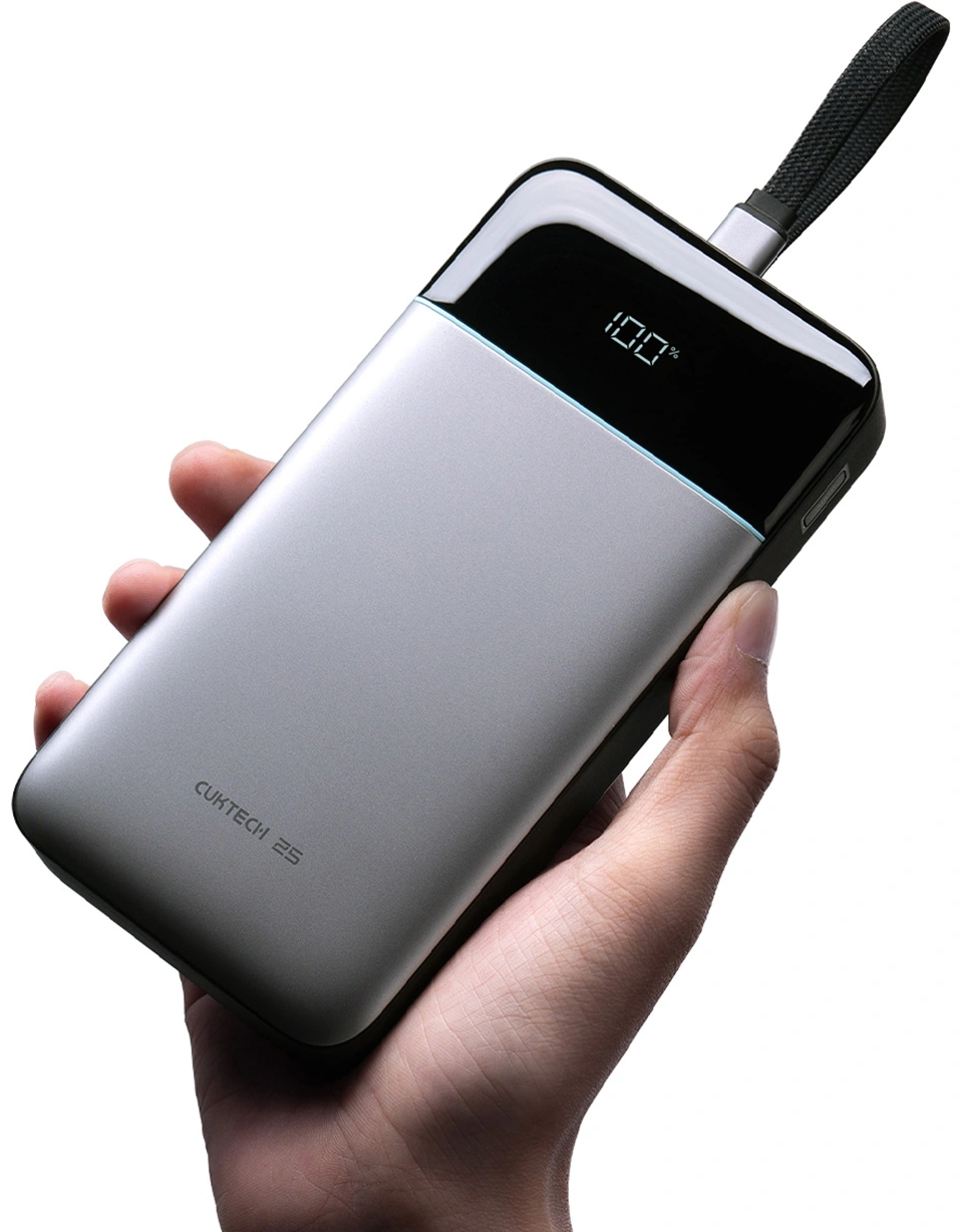Ekstern batteri Cuktech LPB252N, 25000mAh, 120W, QC + PD, 1 x USB-A - 2 x USB-C, Grå