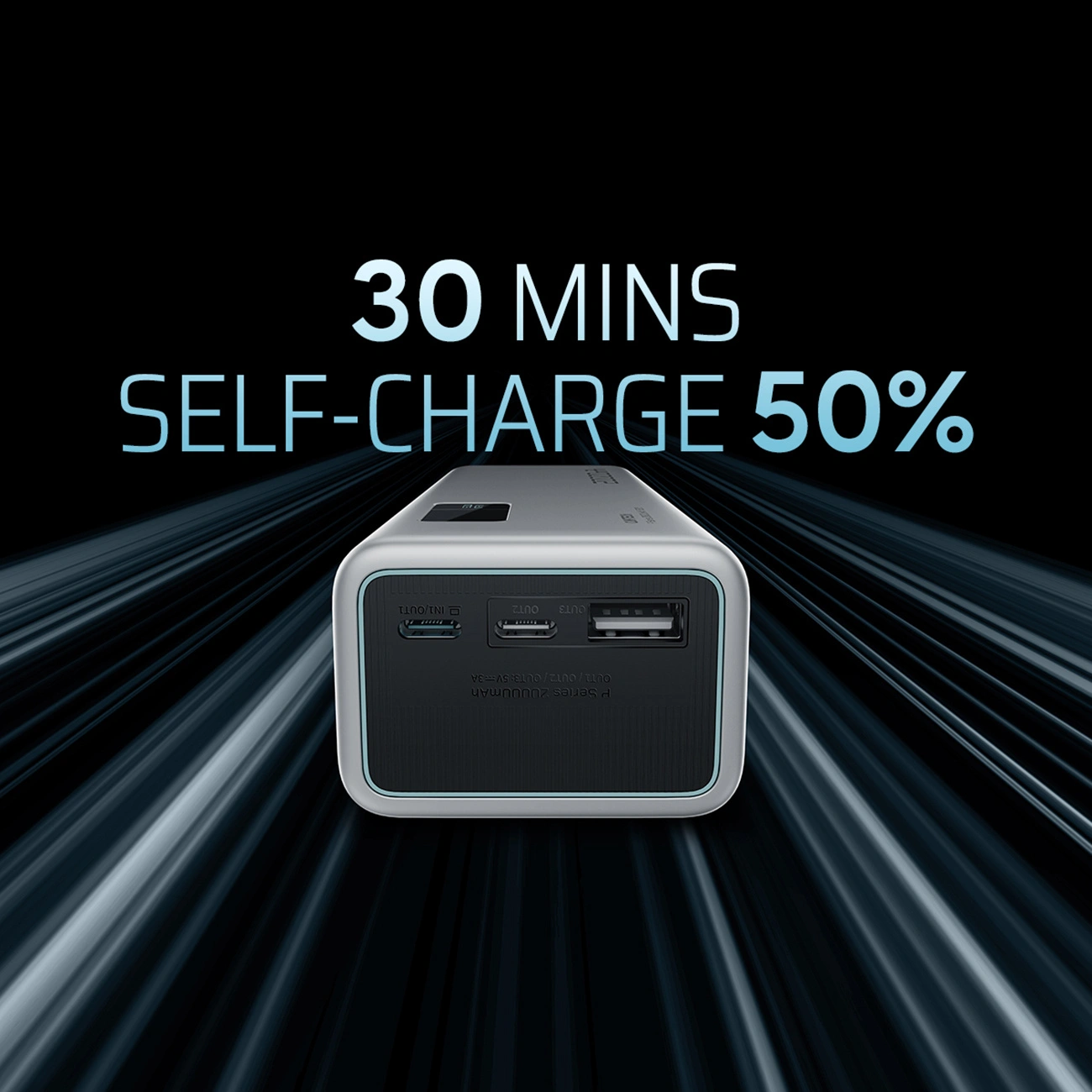 Ekstern Batteri Cuktech P+ No.15, 20000mAh, 150W, QC + PD, 1 x USB-A - 2 x USB-C, Grå CUKPB200GLBK