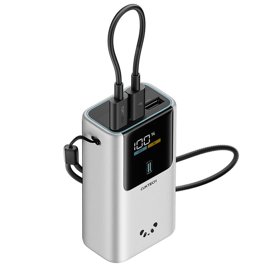 Ekstern batteri Cuktech PB1055, 10000mAh, 55W, QC + PD, 1 x USB-A - 2 x USB-C, Grå CKPB1055GBTG
