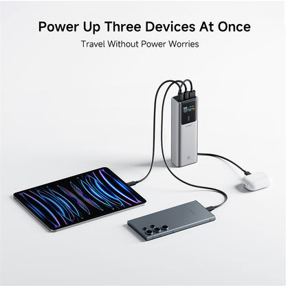 Ekstern batteri Cuktech PB150P, 15000mAh, 120W, QC + PD, 1 x USB-A - 2 x USB-C, Grå CKPB150POSGR