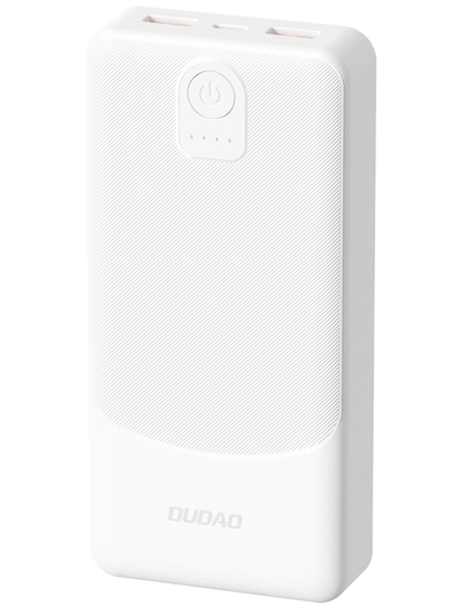 Ekstern Batteri Dudao K10Pro, 20000mAh, 12W, 2 x USB-A, Hvit