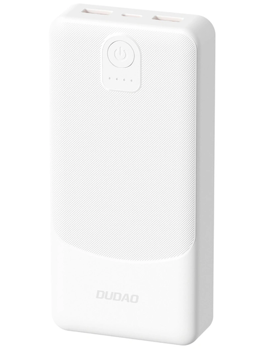 Ekstern Batteri Dudao K10Pro, 20000mAh, 12W, 2 x USB-A, Hvit
