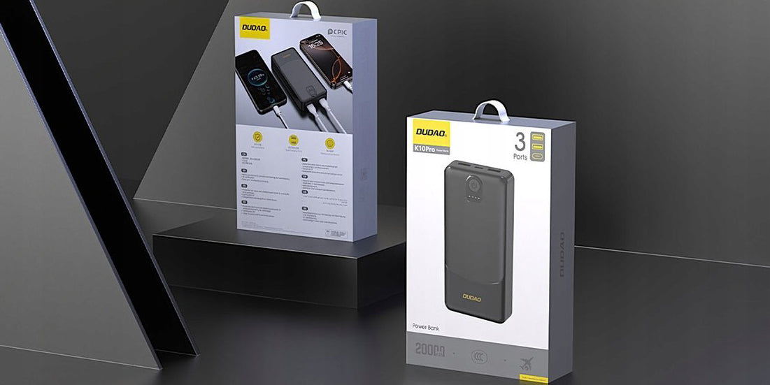 Ekstern Batteri Dudao K10Pro, 20000mAh, 12W, 2 x USB-A, Svart