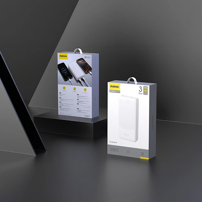 Ekstern Batteri Dudao K10Pro, 20000mAh, 12W, 2 x USB-A, Hvit