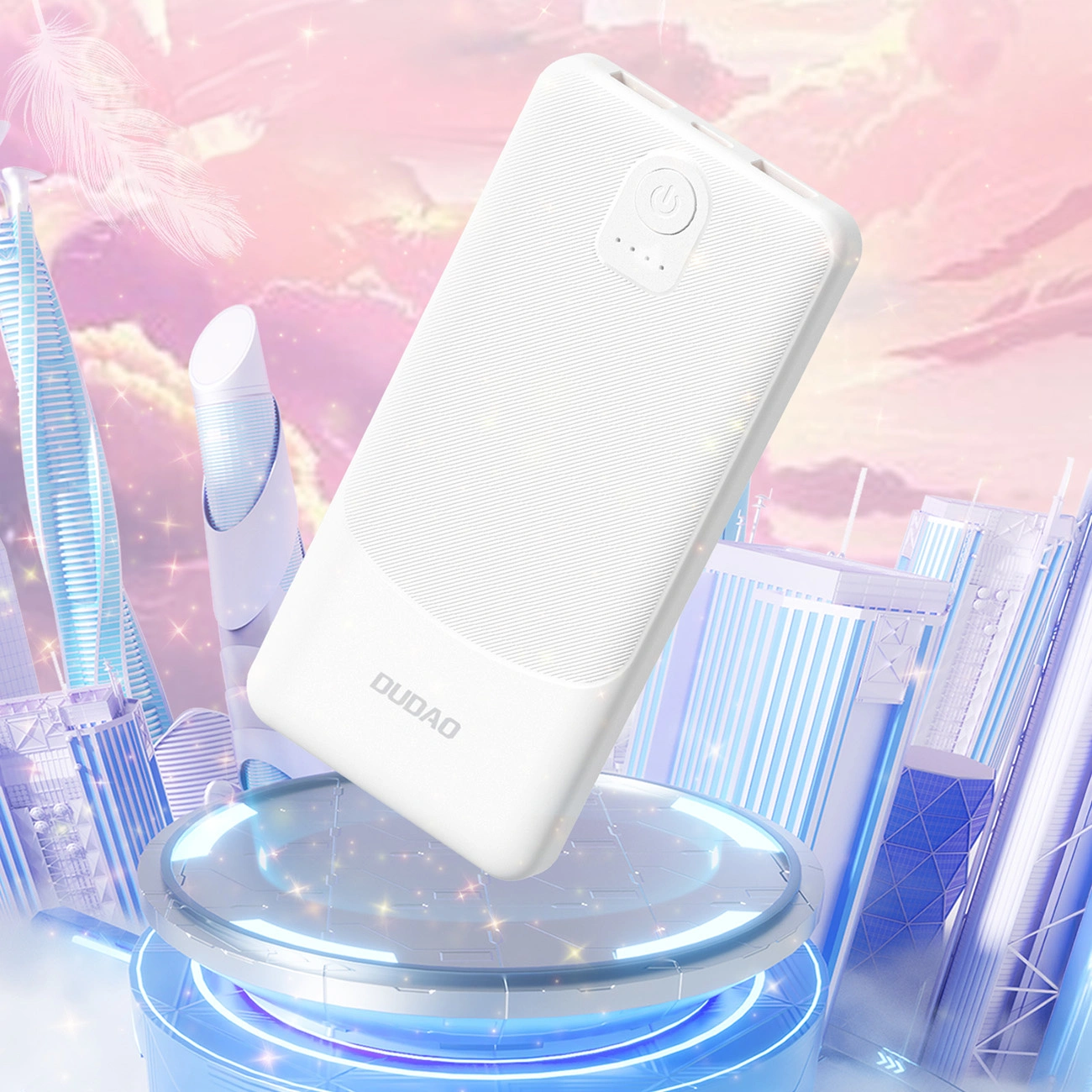 Ekstern Batteri Dudao K10Pro, 20000mAh, 12W, 2 x USB-A, Hvit