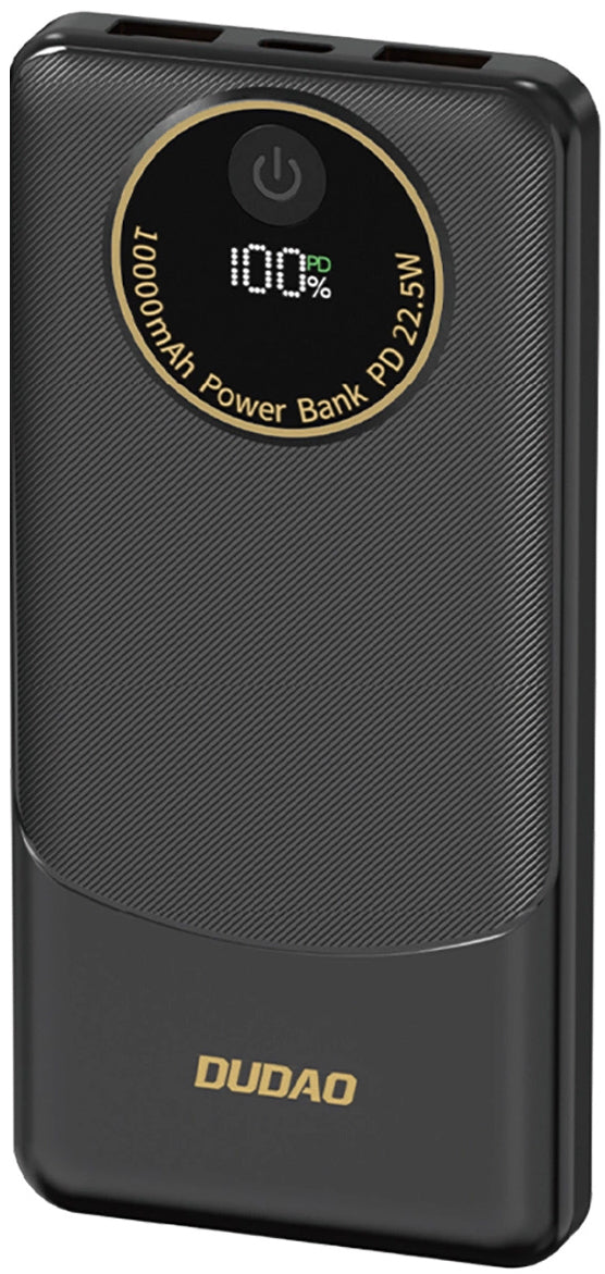 Ekstern batteri Dudao K12, 10000mAh, 22.5W, QC + PD, 1 x USB-C - 2 x USB-A, Svart