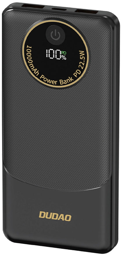 Ekstern batteri Dudao K12, 10000mAh, 22.5W, QC + PD, 1 x USB-C - 2 x USB-A, Svart
