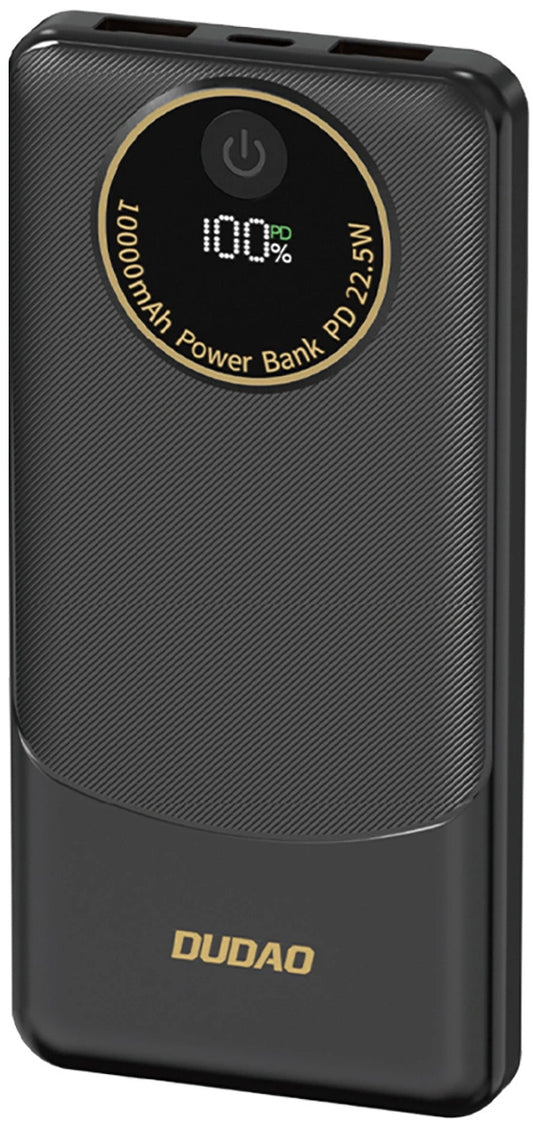 Ekstern batteri Dudao K12, 10000mAh, 22.5W, QC + PD, 1 x USB-C - 2 x USB-A, Svart