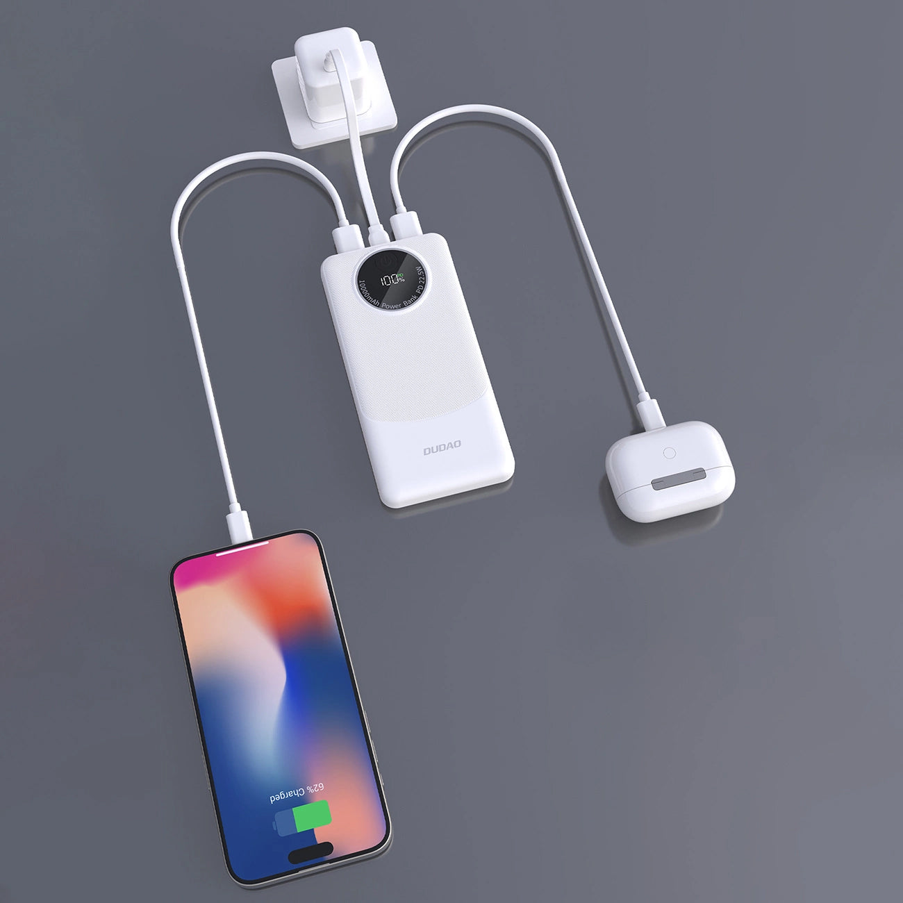 Ekstern batteri Dudao K12, 10000mAh, 22.5W, QC + PD, 1 x USB-C - 2 x USB-A, Svart