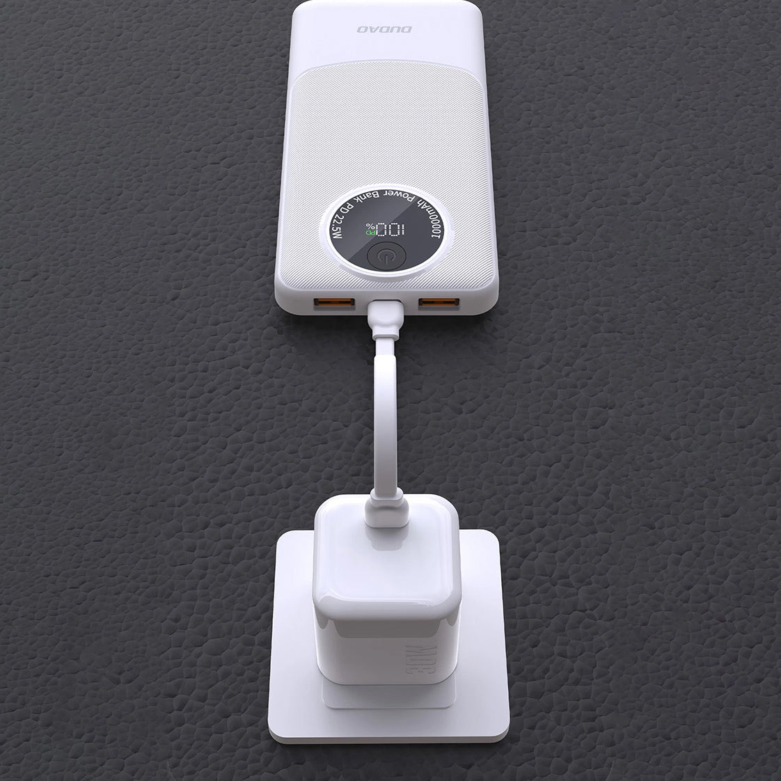 Ekstern Batteri Dudao K12Pro, 20000mAh, 22.5W, QC + PD, 1 x USB-C - 2 x USB-A, Hvit
