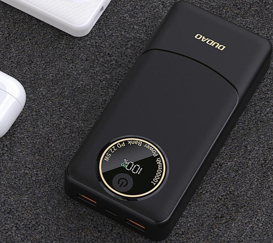 Ekstern Batteri Dudao K12Pro, 20000mAh, 22.5W, QC + PD, 1 x USB-C - 2 x USB-A, Svart