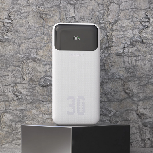 Ekstern batteri Dudao K15MAX, 30000mAh, 22,5W, QC + PD, 1 x USB-A - 2 x Lightning - 2 x USB-C, Hvit