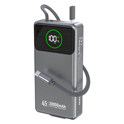Ekstern batteri Dudao K31 Pro, 20000mAh, 45W, QC + PD, 1 x USB-A - 2 x USB-C, Grå