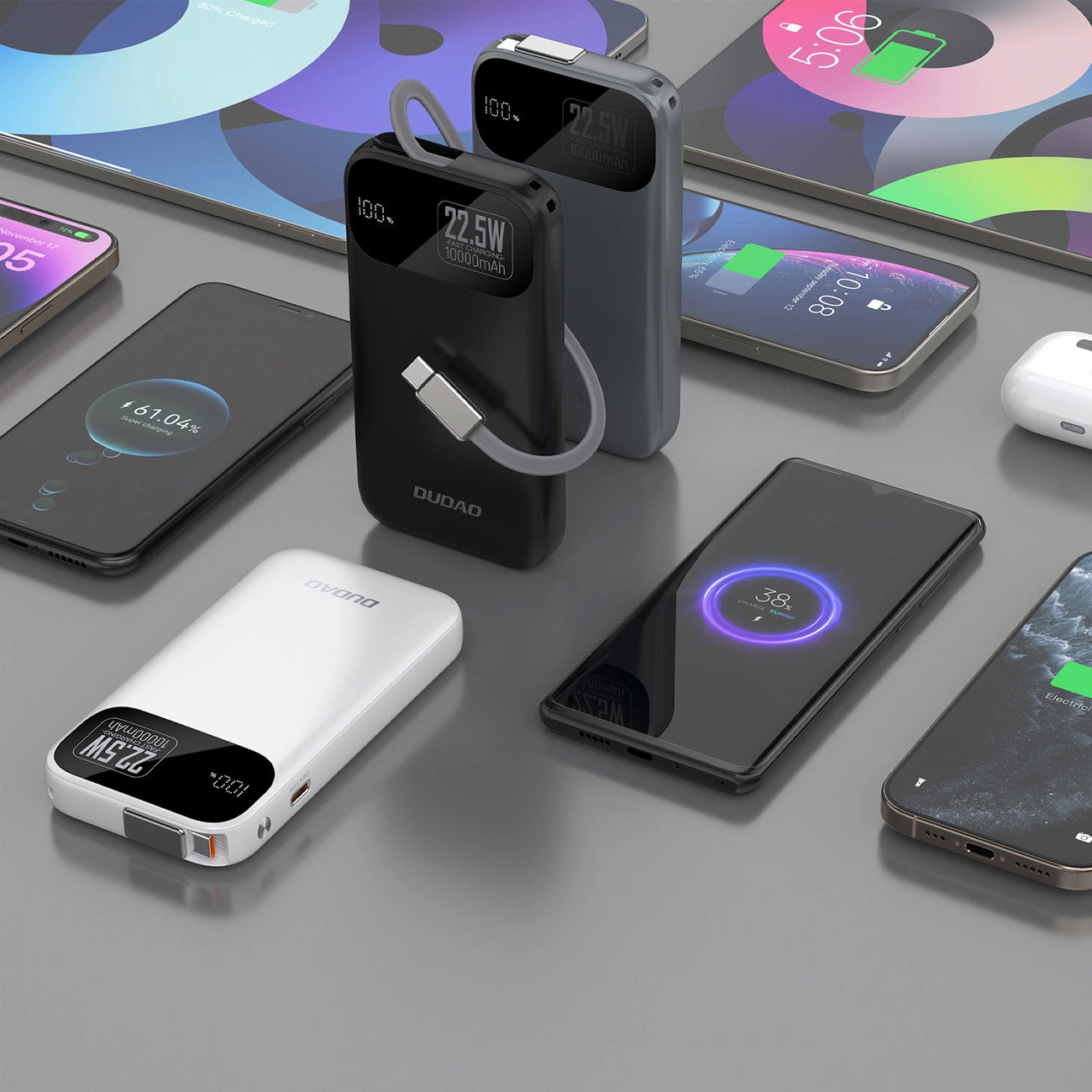Ekstern Batteri Dudao K31, 10000mAh, 22.5W, PD, 2 x USB-C, Svart