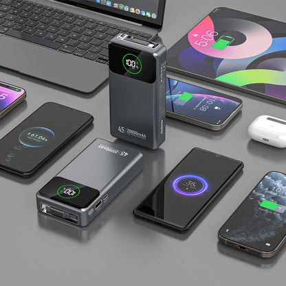 Ekstern batteri Dudao K31 Pro, 20000mAh, 45W, QC + PD, 1 x USB-A - 2 x USB-C, Grå