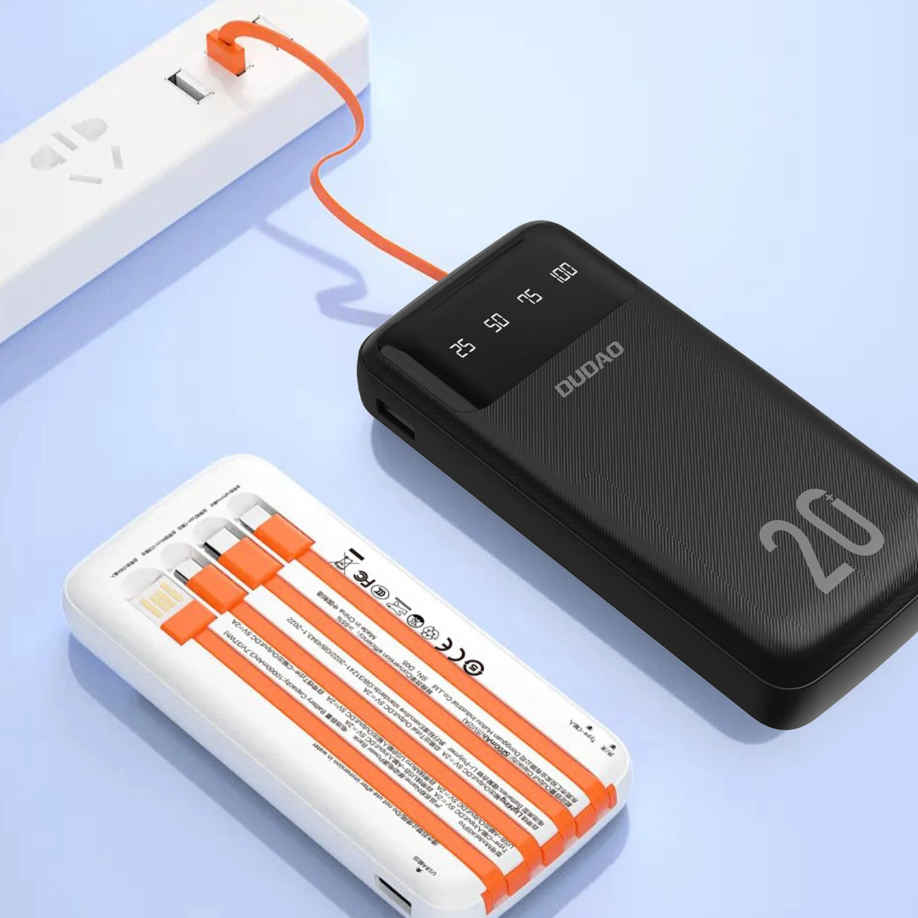 Ekstern Batteri Dudao K6Pro+, 20000mAh, 10W, 1 x Lightning - 1 x microUSB - 1 x USB-A - 1 x USB-C, Svart