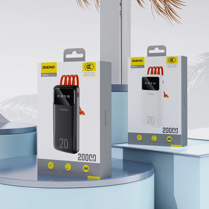 Ekstern Batteri Dudao K6Pro+, 20000mAh, 10W, 1 x Lightning - 1 x microUSB - 1 x USB-A - 1 x USB-C, Svart