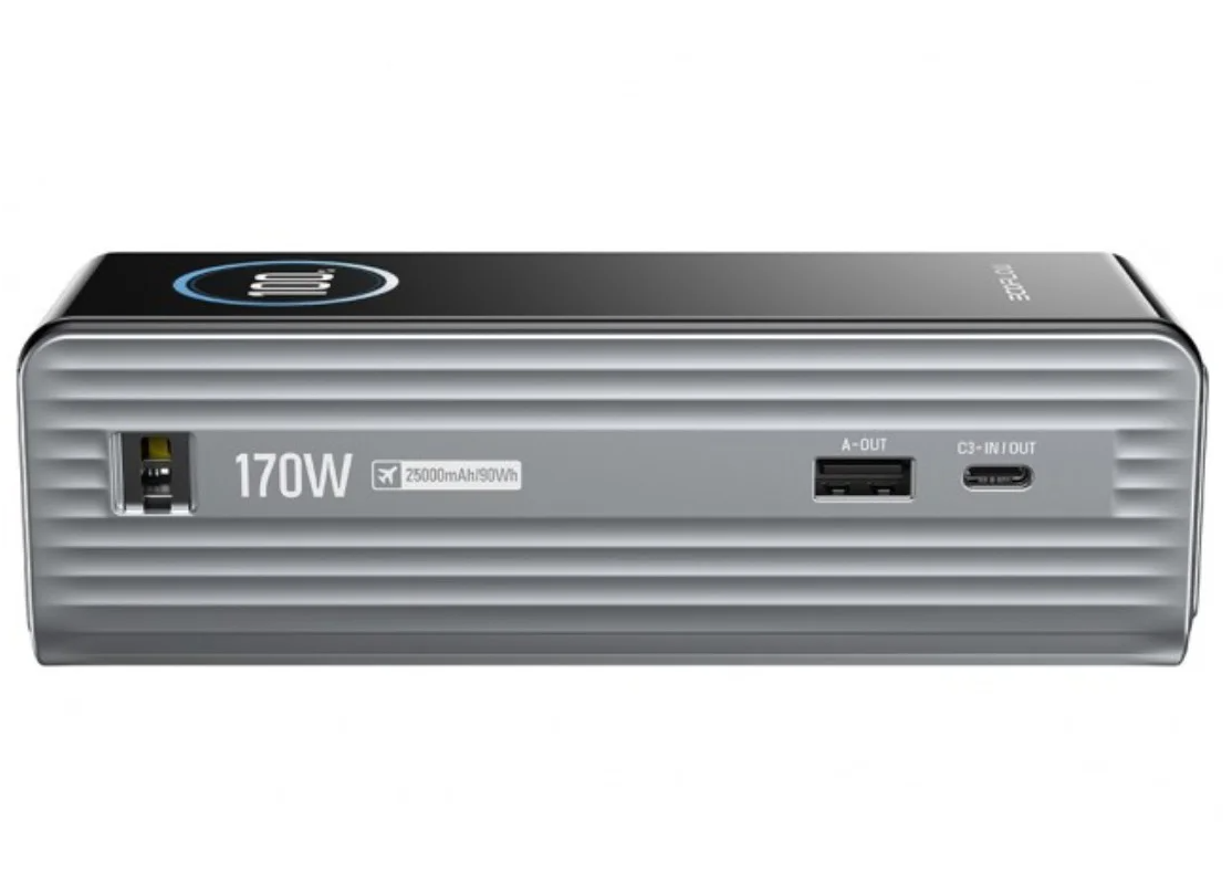 Ekstern batteri EcoFlow Rapid, 25000mAh, 170W, QC + PD, 1 x USB-A - 3 x USB-C, Grå