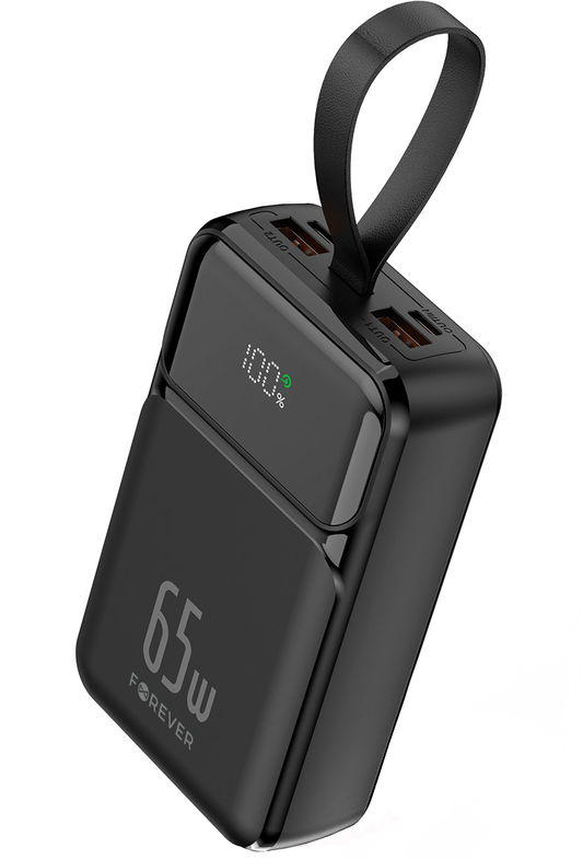 Ekstern batteri Forever TB-400, 20000mAh, 65W, QC + PD, 2 x USB-A - 2 x USB-C, Svart