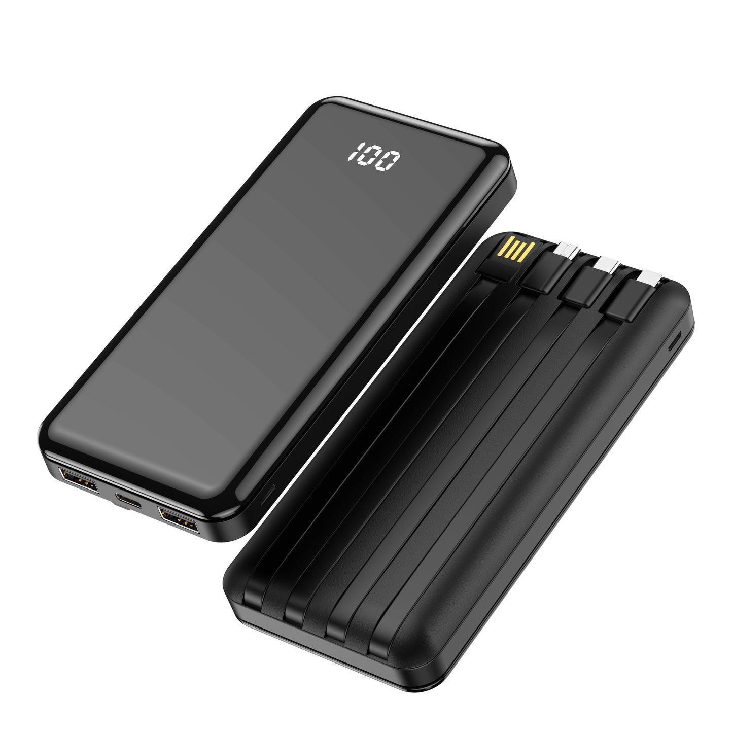 Forever TB-411 Eksternt batteri, 10000 mAh, 10 W, 1 x Lightning - 1 x microUSB - 1 x USB-C - 2 x USB-A, svart