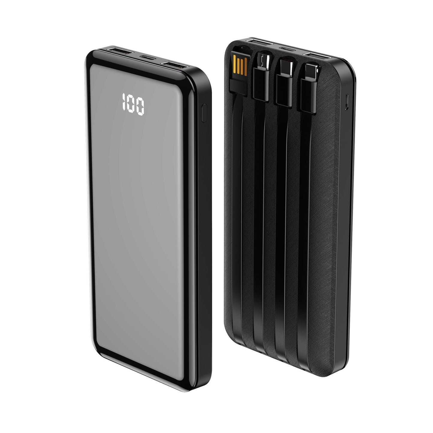 Forever TB-411 Eksternt batteri, 10000 mAh, 10 W, 1 x Lightning - 1 x microUSB - 1 x USB-C - 2 x USB-A, svart