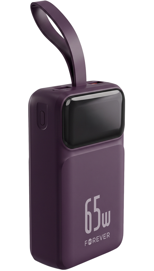 Ekstern batteri Forever Vibe-TB65, 20000mAh, 65W, QC + PD, 2 x USB-A - 2 x USB-C, Burgunder