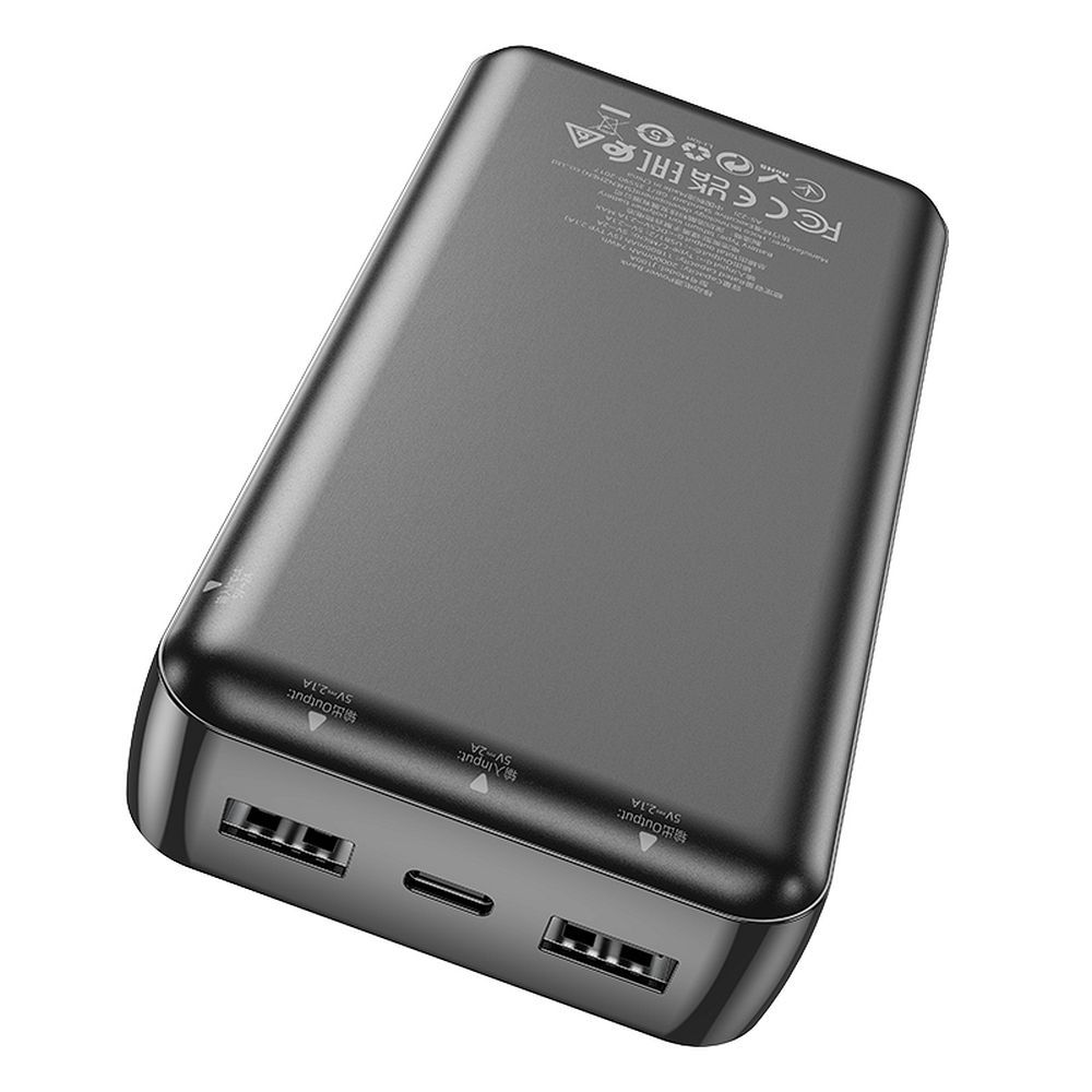 Ekstern batteri HOCO J100A, 20000mAh, 10W, 2 x USB-A, Svart