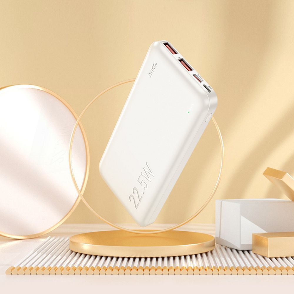 Ekstern batteri HOCO J101, 10000mAh, 22.5W, QC + PD, 1 x USB-C - 2 x USB-A, Hvit