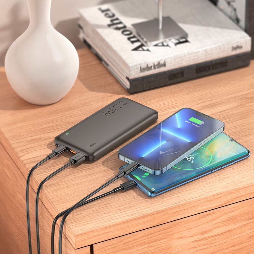 Ekstern Batteri HOCO J101, 10000mAh, 22.5W, QC + PD, 1 x USB-C - 2 x USB-A, Svart
