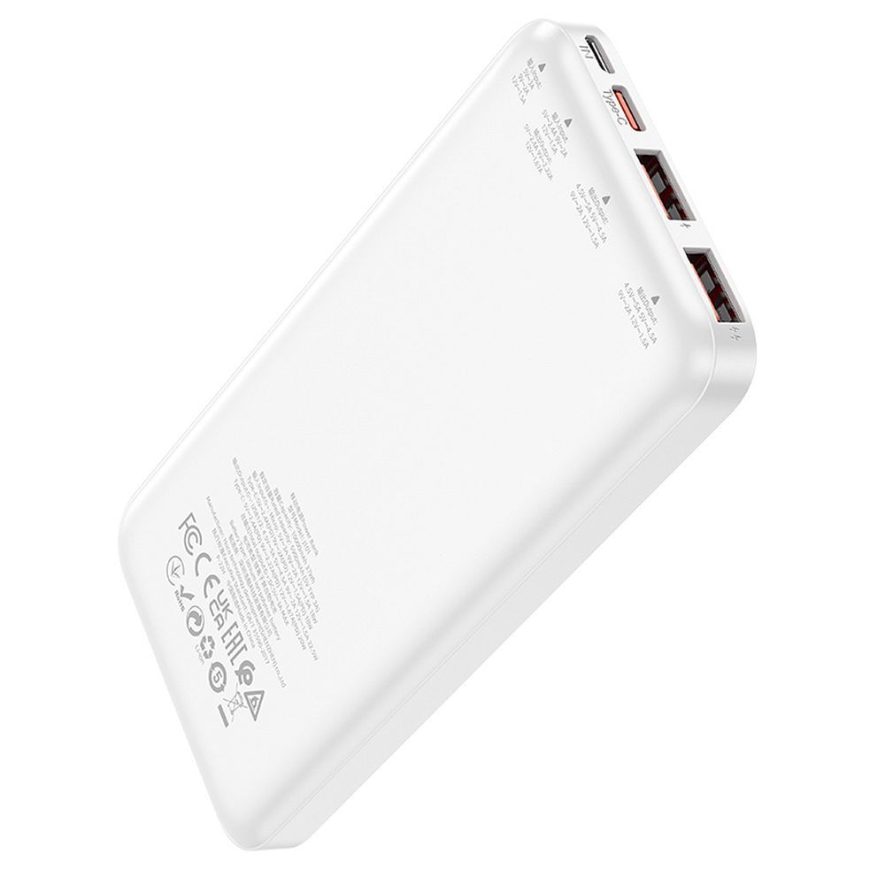 Ekstern batteri HOCO J101, 10000mAh, 22.5W, QC + PD, 1 x USB-C - 2 x USB-A, Hvit