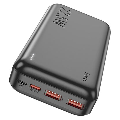 Ekstern Batteri HOCO J101A, 20000mAh, 22.5W, QC + PD, 1 x USB-C - 2 x USB-A, Svart