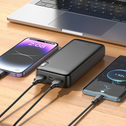 Ekstern batteri HOCO J128A, 20000mAh, 10W, 2 x USB-A, Svart, Reseglet