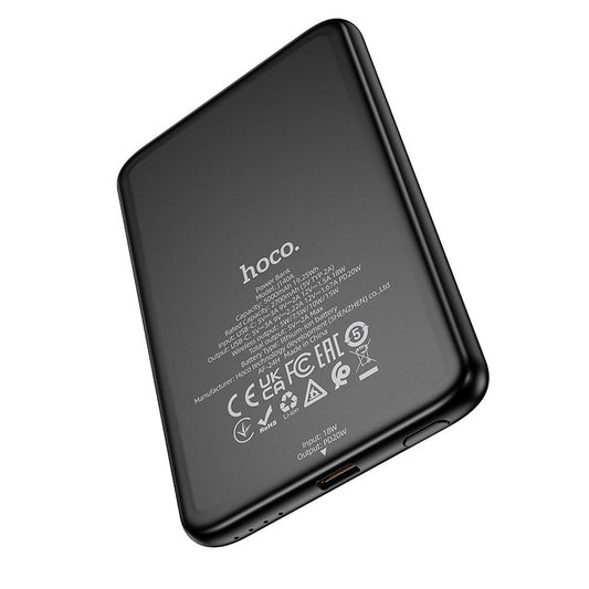 Ekstern Batteri HOCO Wireless J140A, 5000mAh, 20W, PD + QI, 1 x USB-C, Svart