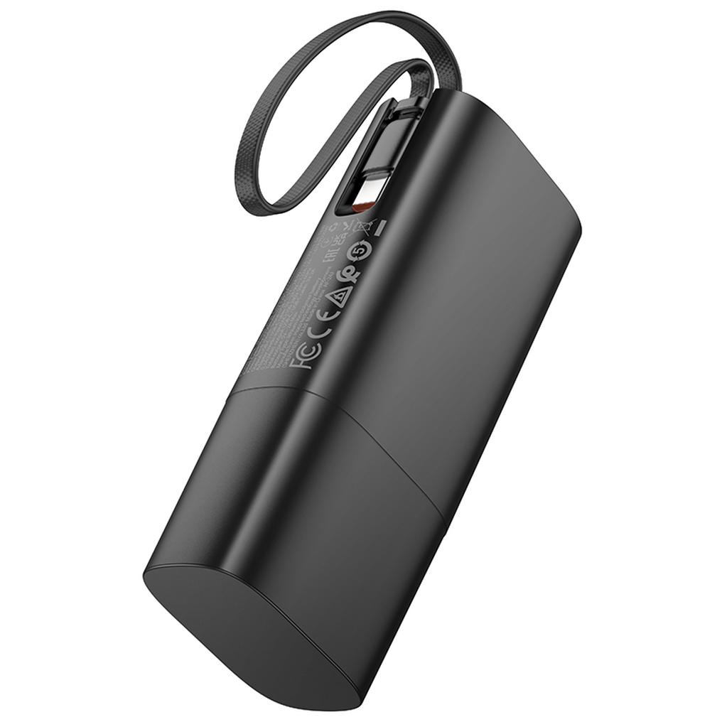 HOCO J148 2-i-1 powerbank, 5000 mAh, 20 W, PD, 2 x USB-C, svart